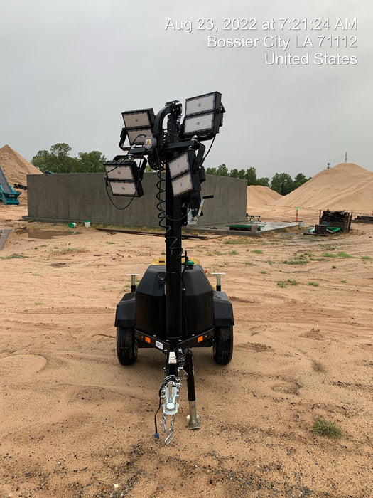 2022 Allmand NLV3GR (4) LED Light Fixture 350W, 23' Vertical Mast, 3kW Prime, Towable, Deep Sea L401, Leveling Jacks, Yanmar T4F 5.8hp