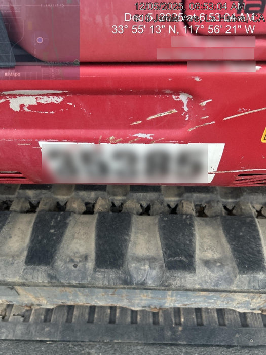 2019 Takeuchi TB260 Canopy, Standard Blade, Auxiliary hydraulics Manual QC, Hydraulic thumb, 12" ,18", 24" Bucket