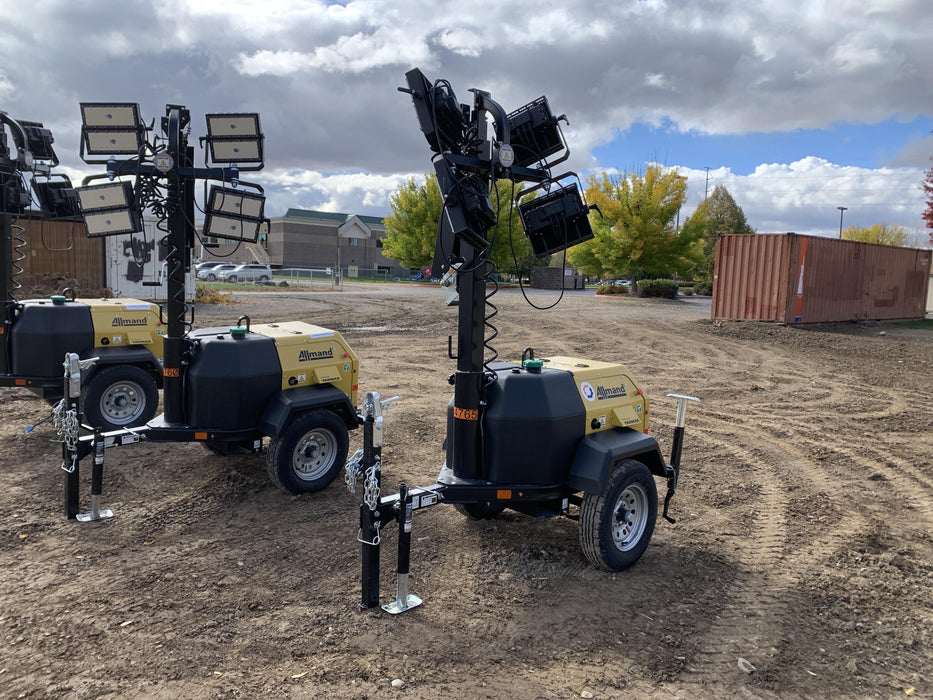 2022 Allmand NLV3GR (4) LED Light Fixture 350W, 23' Vertical Mast, 3kW Prime, Towable, ES Decals, T3