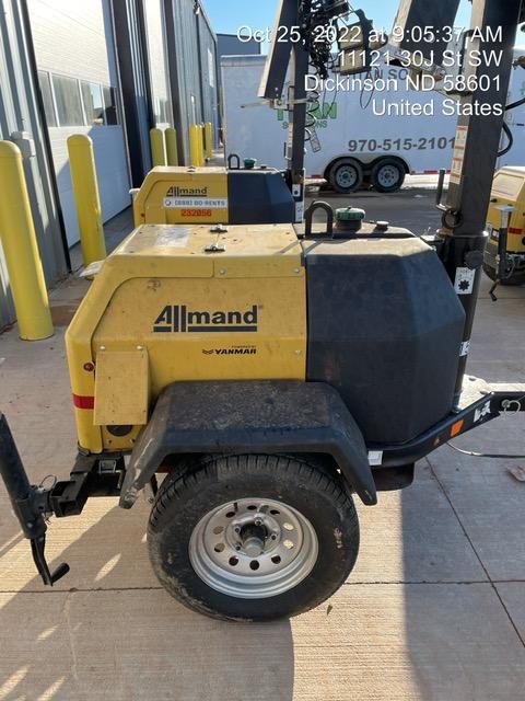 2022 Allmand NLV3GR (4) LED Light Fixture 350W, 23' Vertical Mast, 3kW Prime, Towable, Deep Sea L401, Leveling Jacks, Yanmar T4F 5.8hp