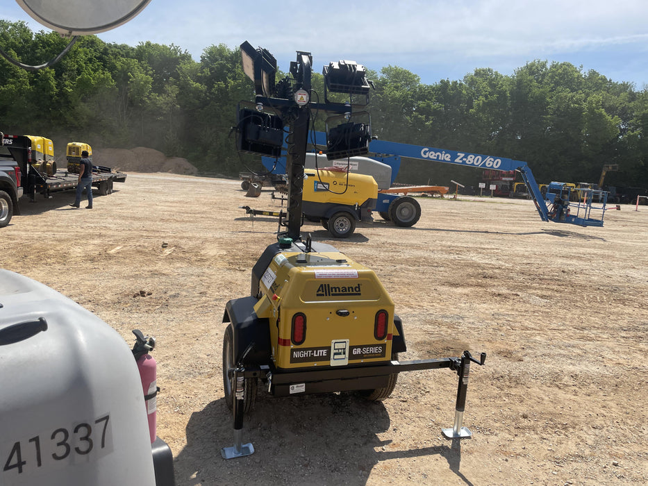 2022 Allmand NLV3GR (4) LED Light Fixture 350W, 23' Vertical Mast, 3kW Prime, Towable, Deep Sea L401, Leveling Jacks, Yanmar T4F 5.8hp