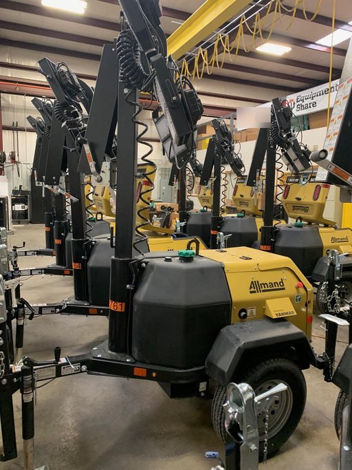 2022 Allmand NLV3GR (4) LED Light Fixture 350W, 23' Vertical Mast, 3kW Prime, Towable, ES Decals, T3