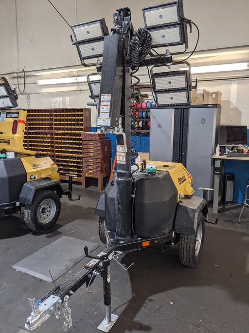 2021 Allmand NLV3GR (4) LED Light Fixture 350W, 23' Vertical Mast, 3kW Prime, Towable, Deep Sea L401, Leveling Jacks, Yanmar T4F 5.8hp