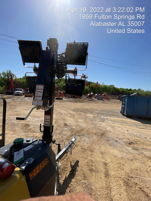 2022 Allmand NLV3GR (4) LED Light Fixture 350W, 23' Vertical Mast, 3kW Prime, Towable, Deep Sea L401, Leveling Jacks, Yanmar T4F 5.8hp