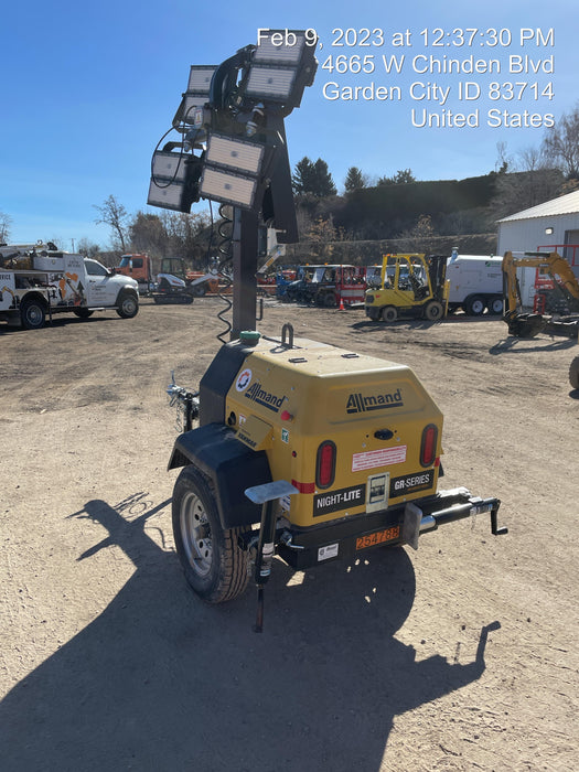 2022 Allmand NLV3GR (4) LED Light Fixture 350W, 23' Vertical Mast, 3kW Prime, Towable, ES Decals, T3