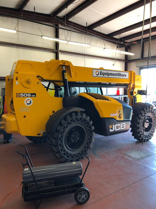 2020 JCB 506-36 Cab/Heat/Air, 74 HP, Solid Tires, STD Worklight, Beacon, Aux Hydraulics, Lifting Eye, Back up Alarm w/48" Carriage/48" Forks