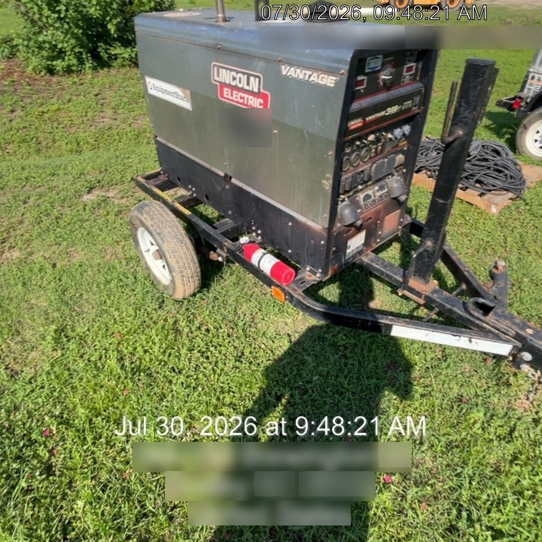 2019 Lincoln Electric Vantage 322 Welder Ready-Pak 3, Two wheel trailer, Fender and Light kit, Cable Rack