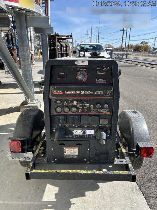 2019 Lincoln Electric Vantage 322 Welder Ready-Pak 3, Two wheel trailer, Fender and Light kit, Cable Rack