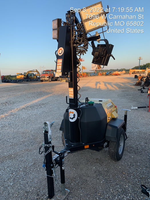 2022 Allmand NLV3GR (4) LED Light Fixture 350W, 23' Vertical Mast, 3kW Prime, Towable, Deep Sea L401, Leveling Jacks, Yanmar T4F 5.8hp