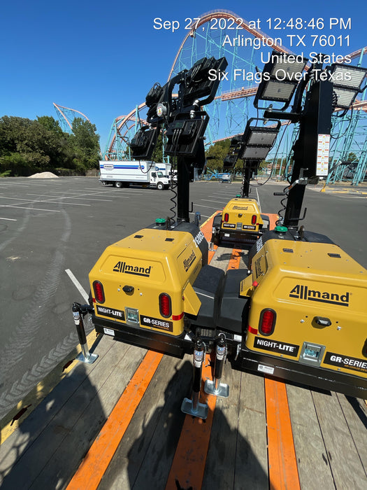 2022 Allmand NLV3GR (4) LED Light Fixture 350W, 23' Vertical Mast, 3kW Prime, Towable, ES Decals, T3