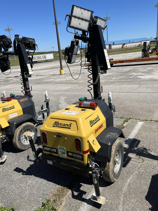 2022 Allmand NLV3GR (4) LED Light Fixture 350W, 23' Vertical Mast, 3kW Prime, Towable, Deep Sea L401, Leveling Jacks, Yanmar T4F 5.8hp