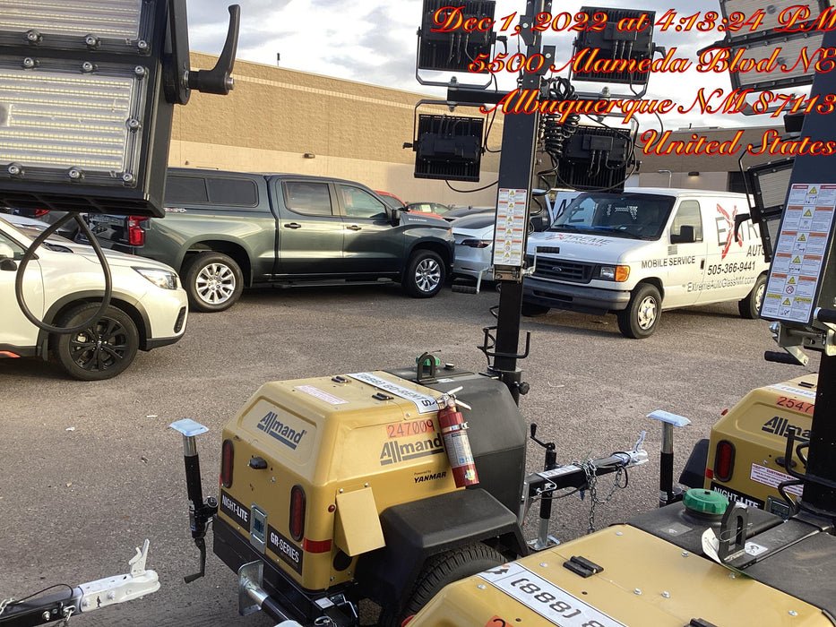 2022 Allmand NLV3GR (4) LED Light Fixture 350W, 23' Vertical Mast, 3kW Prime, Towable, ES Decals, T3