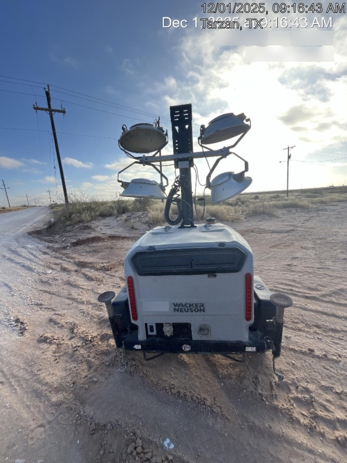 2019 Wacker Neuson LTV6L-MH Mobile Light Tower w/Fuel Level Sensor Installed