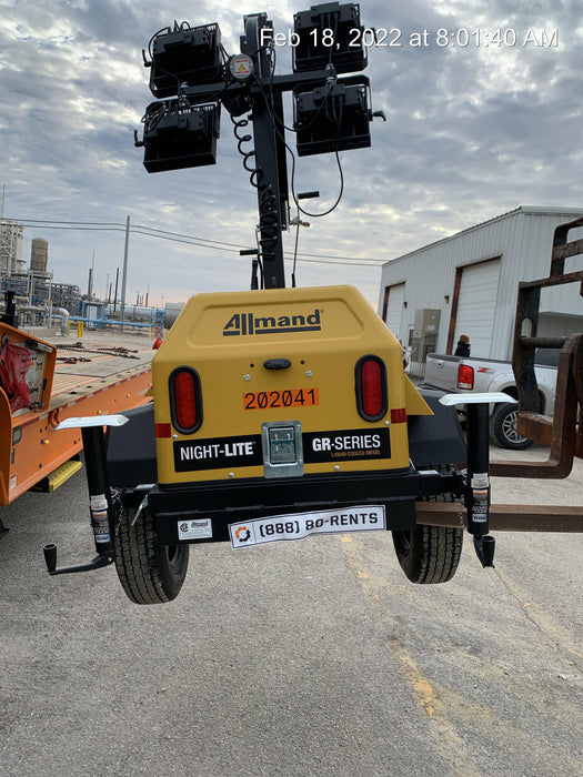 2022 Allmand NLV3GR (4) LED Light Fixture 350W, 23' Vertical Mast, 3kW Prime, Towable, Deep Sea L401, Leveling Jacks, Yanmar T4F 5.8hp