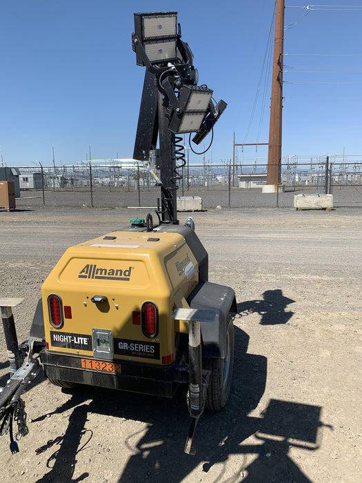 2020 Allmand NLV3GR (4) LED Light Fixture 350W, 23' Vertical Mast, 3kW Prime, Towable, Deep Sea L401, Leveling Jacks, Yanmar T4F 5.8hp