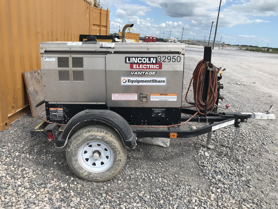 2019 Lincoln Electric Vantage 322 Welder Ready-Pak 3, Two wheel trailer, Fender and Light kit, Cable Rack