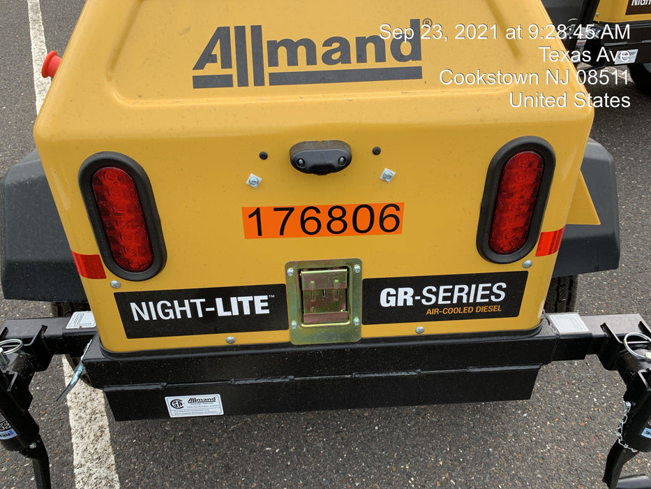 Allmand NLV3GR (4) LED Light Fixture 350W, 23' Vertical Mast, 3kW Prime, Towable, Deep Sea L401, Leveling Jacks, Yanmar T4F 5.8hp