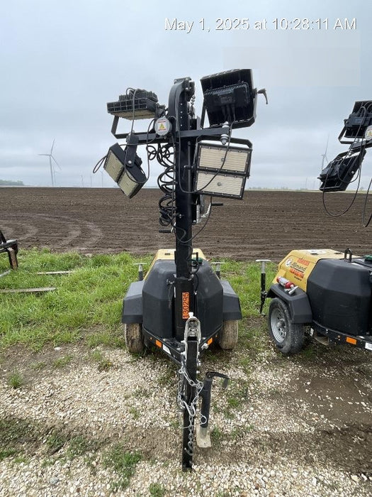 2021 Allmand NLV3GR (4) LED Light Fixture 350W, 23' Vertical Mast, 3kW Prime, Towable, Deep Sea L401, Leveling Jacks, Yanmar T4F 5.8hp