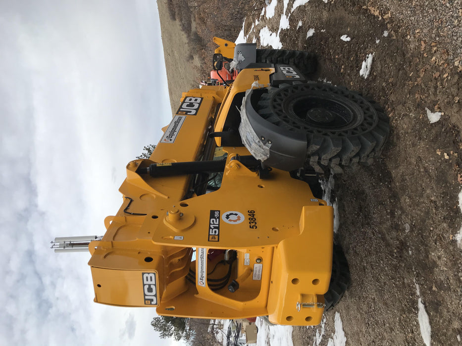 2019 JCB 512-56 Cab/Heat/Air, 109 HP, Solid Tires, STD Worklight, Beacon, Aux Hydraulics, Lifting Eye, Back up Alarm w/66" Carriage/60" Forks