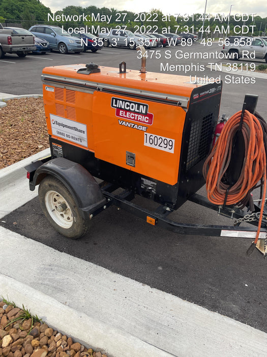 2021 Lincoln Electric Vantage 322 Vantage 322 Ready Pak 3 w/ Decals, ORANGE (includes trailer, cable rack, fender light kit) NO Telematics