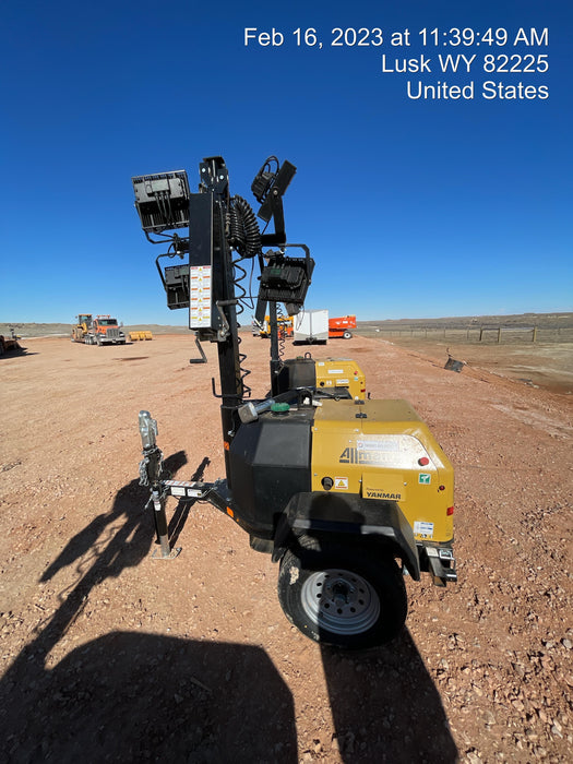 2022 Allmand NLV3GR (4) LED Light Fixture 350W, 23' Vertical Mast, 3kW Prime, Towable, ES Decals, T3