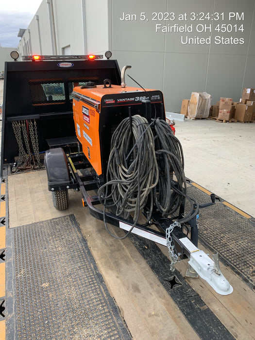 2021 Lincoln Electric Vantage 322 Vantage 322 Ready Pak 3 w/ Decals, ORANGE (includes trailer, cable rack, fender light kit) NO Telematics