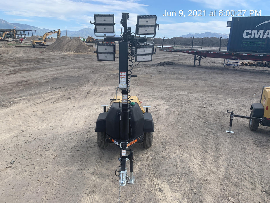 2021 Allmand NLV3GR (4) LED Light Fixture 350W, 23' Vertical Mast, 3kW Prime, Towable, Deep Sea L401, Leveling Jacks, Yanmar T4F 5.8hp