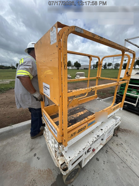Custom Equipment HB-1430 <ul>
 <li>Hy-Brid Scissor Lift</li>
  <li>Platform capacity up to 670 lbs.</li>
  <li>Working height up to 20 ft</li>
  <li>Weighs under 1,700 lbs.</li>
  <li>Non-marking wheels </li>
</ul>