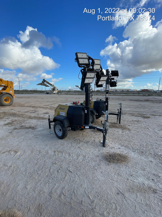 2022 Allmand NLV3GR (4) LED Light Fixture 350W, 23' Vertical Mast, 3kW Prime, Towable, Deep Sea L401, Leveling Jacks, Yanmar T4F 5.8hp