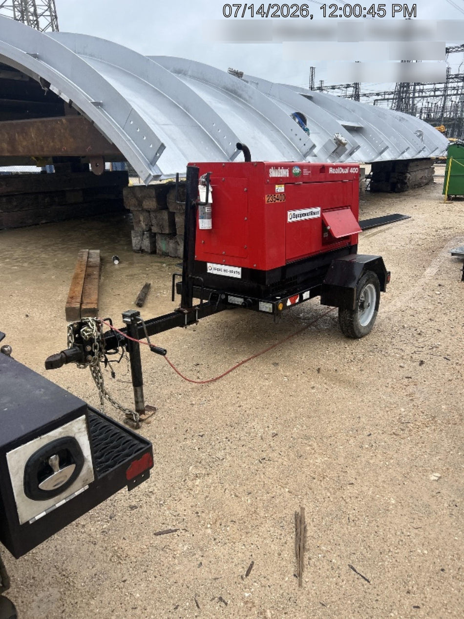 2022 Shindaiwa DGW400MDL Kubota D902 Engine, 23 HP, Dual Op Welder, Wire, Arc, Droop Stick, Tig, and CC Stick Functionality, Simulphase, 3 Phase and 1 Phase Gen Output, Single Axle NB Trlr, Slr Trckl Chrg 12V 12W, Fire Ext