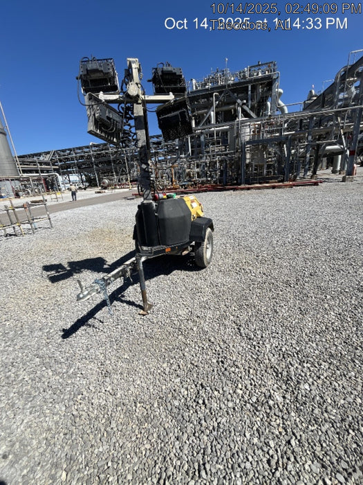 2022 Allmand NLV3GR (4) LED Light Fixture 350W, 23' Vertical Mast, 3kW Prime, Towable, Deep Sea L401, Leveling Jacks, Yanmar T4F 5.8hp