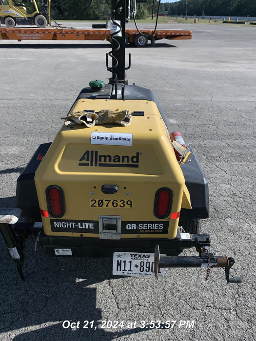 2022 Allmand NLV3GR (4) LED Light Fixture 350W, 23' Vertical Mast, 3kW Prime, Towable, Deep Sea L401, Leveling Jacks, Yanmar T4F 5.8hp