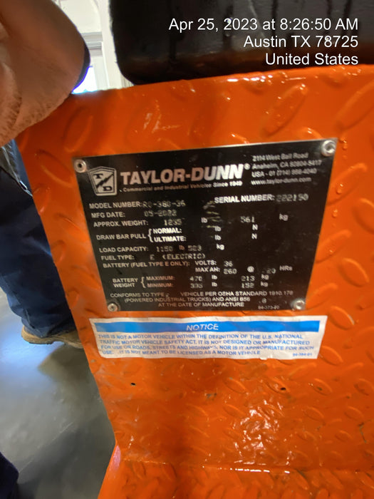 2022 TAYLOR DUNN R-380