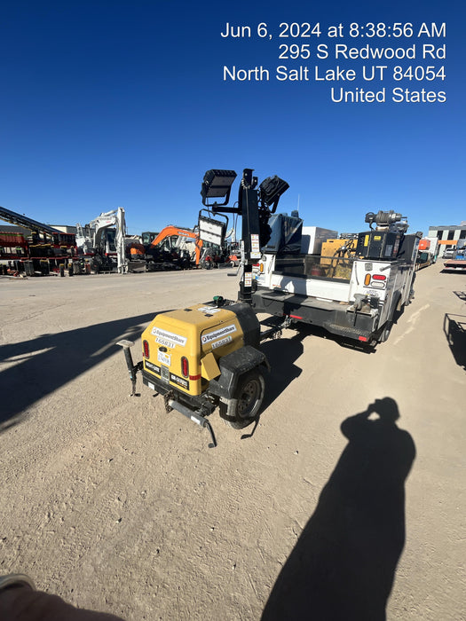 2021 Allmand NLV3GR (4) LED Light Fixture 350W, 23' Vertical Mast, 3kW Prime, Towable, Deep Sea L401, Leveling Jacks, Yanmar T4F 5.8hp