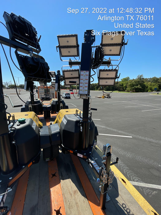 2022 Allmand NLV3GR (4) LED Light Fixture 350W, 23' Vertical Mast, 3kW Prime, Towable, ES Decals, T3