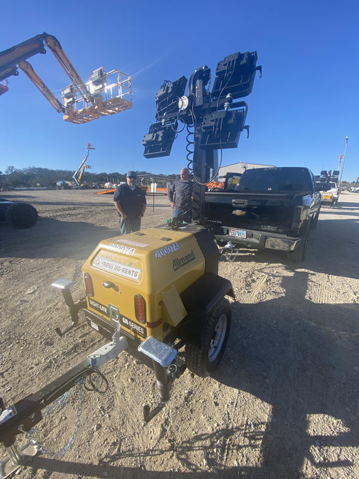 2022 Allmand NLV3GR (4) LED Light Fixture 350W, 23' Vertical Mast, 3kW Prime, Towable, Deep Sea L401, Leveling Jacks, Yanmar T4F 5.8hp