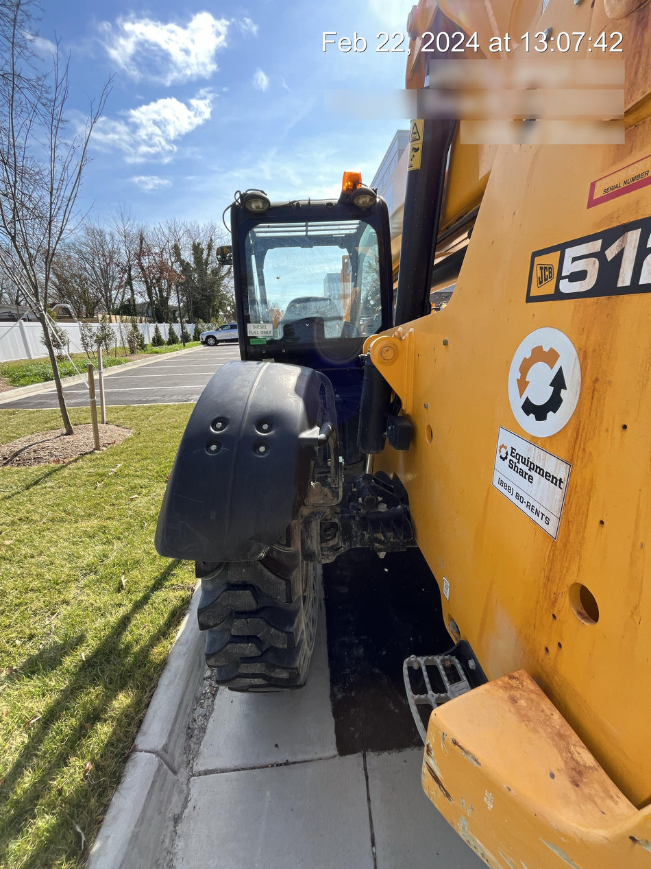 2020 JCB 512-56 Canopy, 74Hp, Solid Tires, Work Lights, Beacon, Aux Hydraulics, Back up Alarm, Lifting Eye, ES Decals