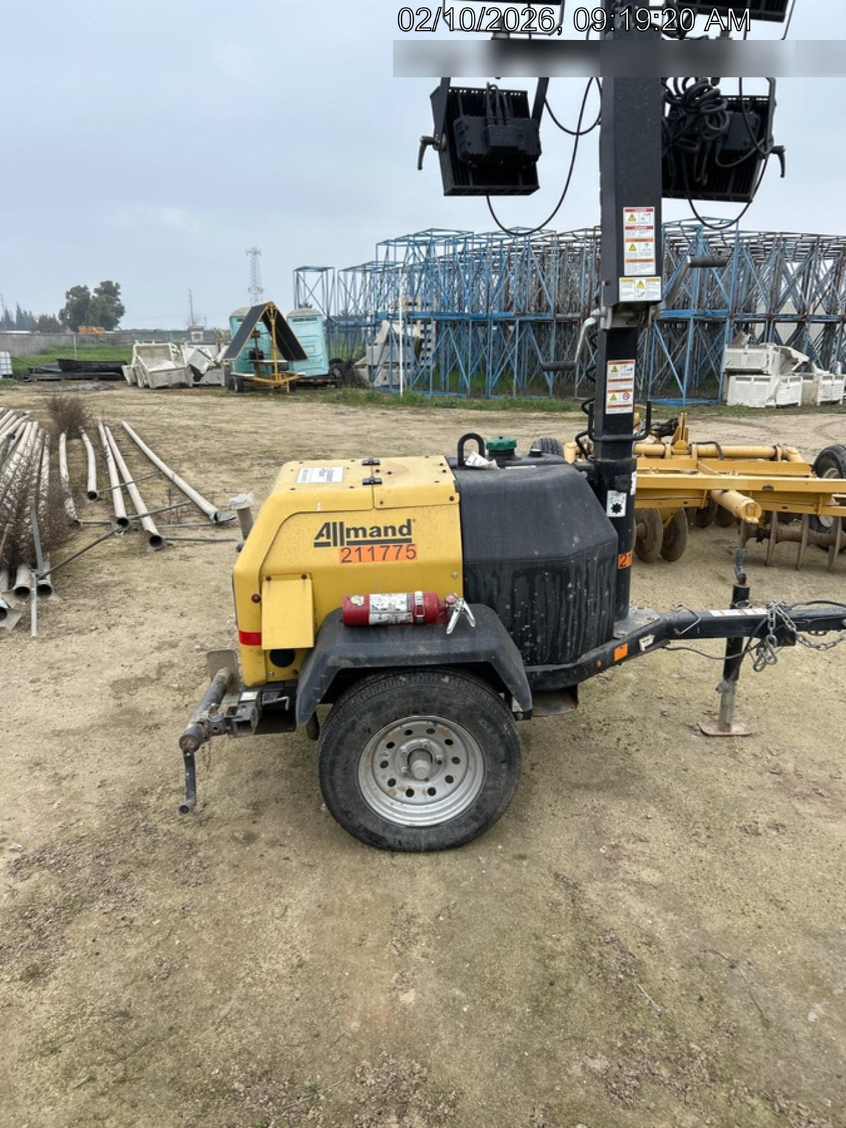 2022 Allmand NLV3GR (4) LED Light Fixture 350W, 23' Vertical Mast, 3kW Prime, Towable, Deep Sea L401, Leveling Jacks, Yanmar T4F 5.8hp