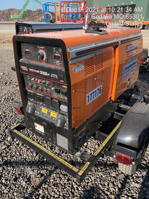 2021 Lincoln Electric Vantage 322 Vantage 322 Ready Pak 3 w/ Decals, ORANGE (includes trailer, cable rack, fender light kit) NO Telematics