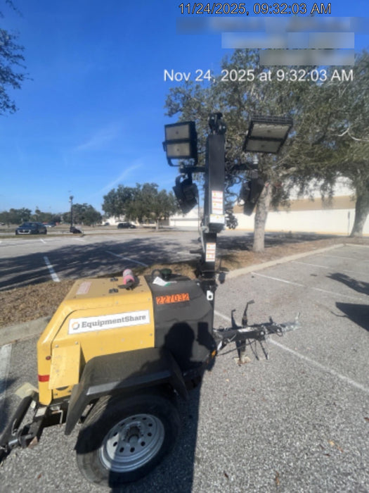 2022 Allmand NLV3GR (4) LED Light Fixture 350W, 23' Vertical Mast, 3kW Prime, Towable, Deep Sea L401, Leveling Jacks, Yanmar T4F 5.8hp