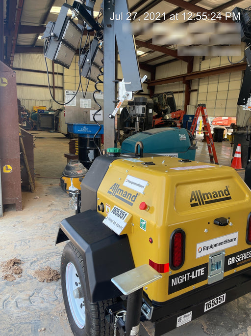 2021 Allmand NLV3GR (4) LED Light Fixture 350W, 23' Vertical Mast, 3kW Prime, Towable, Deep Sea L401, Leveling Jacks, Yanmar T4F 5.8hp