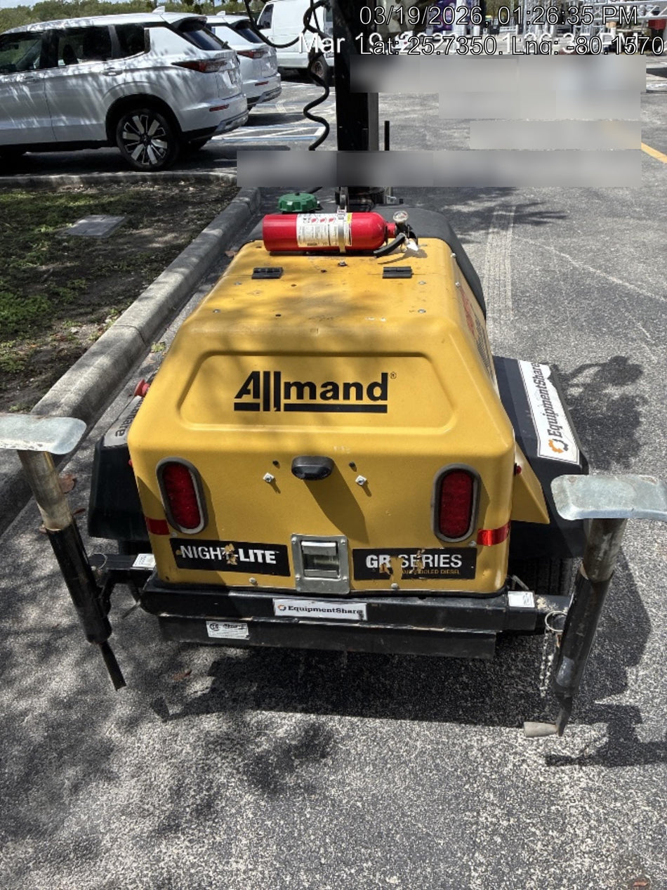 2022 Allmand NLV3GR (4) LED Light Fixture 350W, 23' Vertical Mast, 3kW Prime, Towable, ES Decals, T3