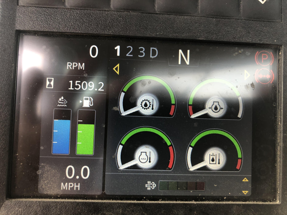 2019 John Deere 524L Cab/Heat/AIR, 3rd Function Hydraulics, Hydraulic JRB QC 2.75 Yd. Bucket, 60" Carriage/72" Forks