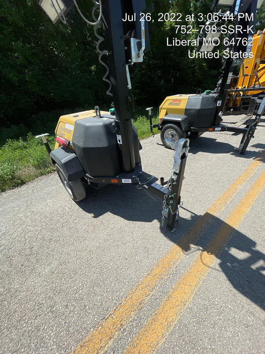 2022 Allmand NLV3GR (4) LED Light Fixture 350W, 23' Vertical Mast, 3kW Prime, Towable, Deep Sea L401, Leveling Jacks, Yanmar T4F 5.8hp