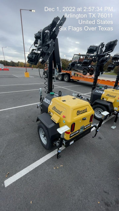 2022 Allmand NLV3GR (4) LED Light Fixture 350W, 23' Vertical Mast, 3kW Prime, Towable, ES Decals, T3