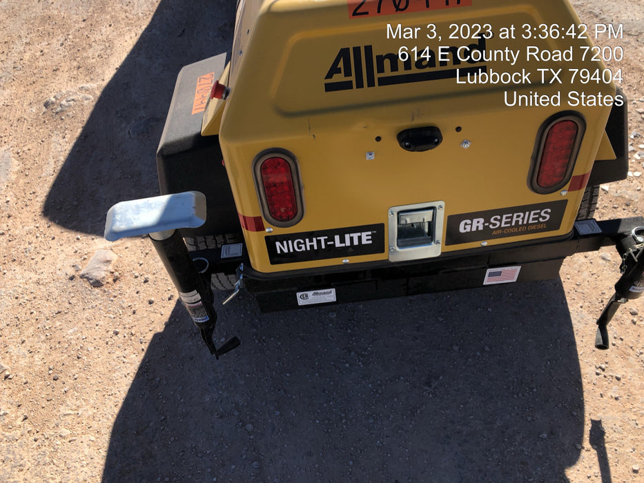 2022 Allmand NLV3GR (4) LED Light Fixture 350W, 23' Vertical Mast, 3kW Prime, Towable, ES Decals, T3