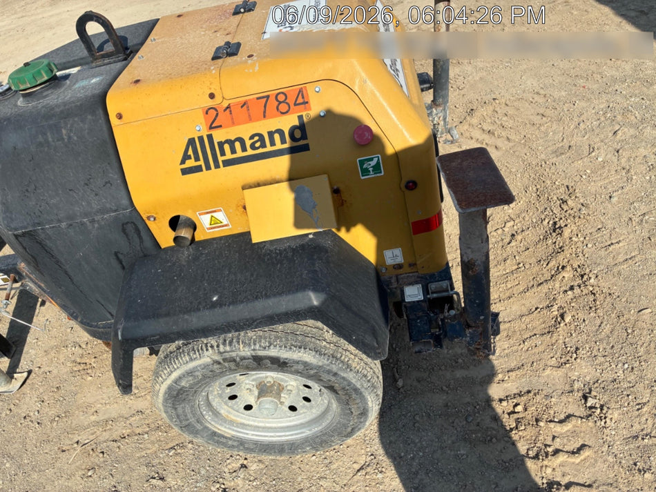 2022 Allmand NLV3GR (4) LED Light Fixture 350W, 23' Vertical Mast, 3kW Prime, Towable, Deep Sea L401, Leveling Jacks, Yanmar T4F 5.8hp