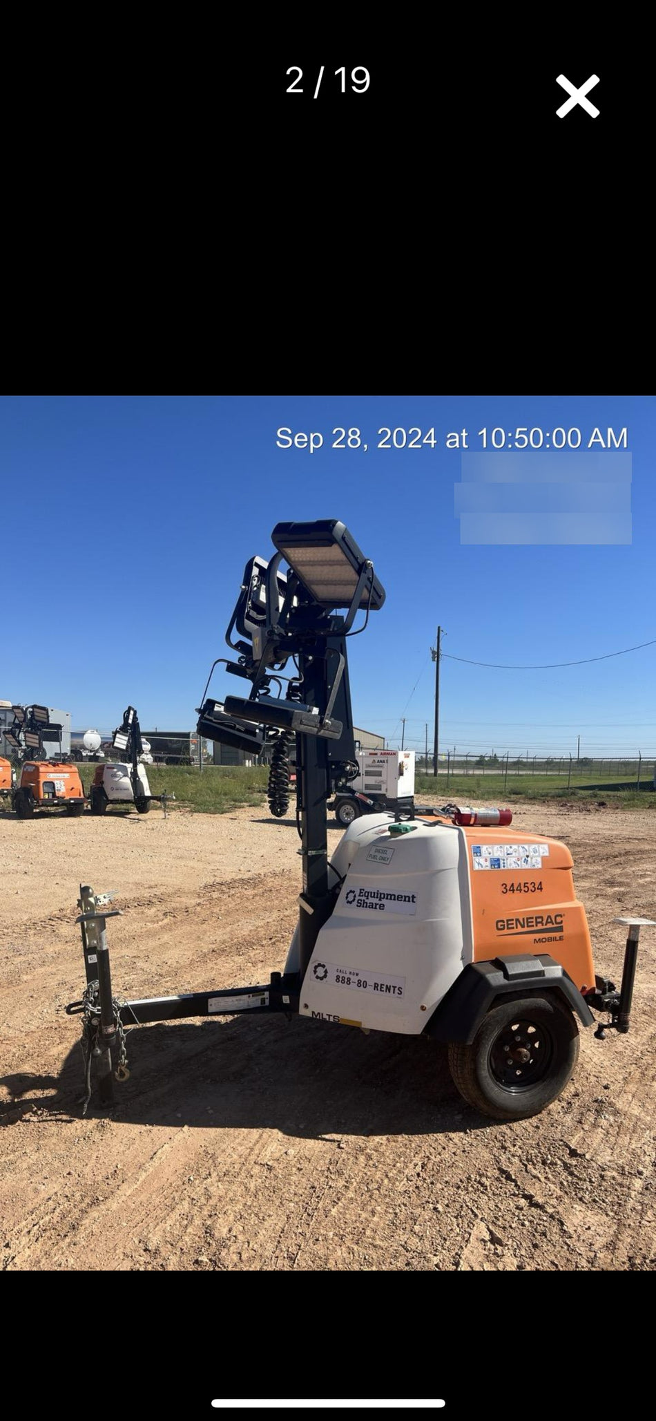 2023 Generac MLT2 Diesel, Flex Switch 120V Input, Powerzone Controller, (4) 320W LED Lights, 4kW Generator, 39.9 Gal Fuel Tank, 2" Ball, T3