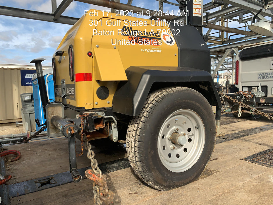 2022 Allmand NLV3GR (4) LED Light Fixture 350W, 23' Vertical Mast, 3kW Prime, Towable, Deep Sea L401, Leveling Jacks, Yanmar T4F 5.8hp