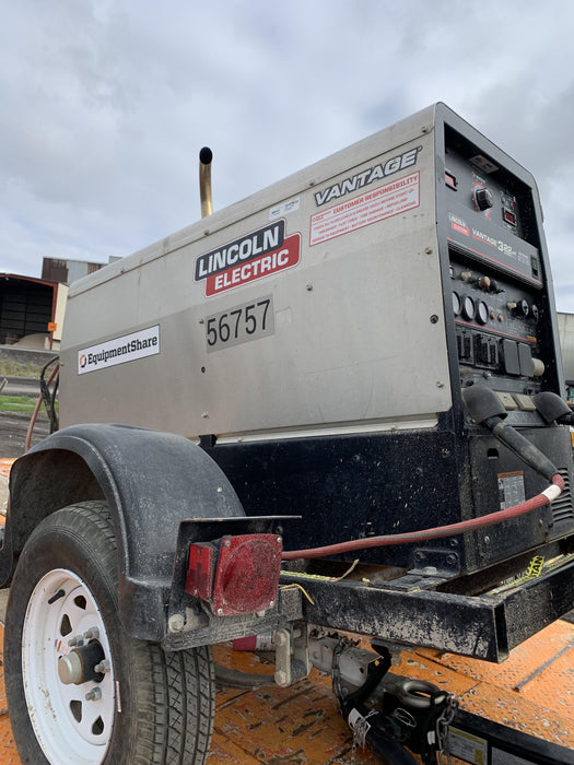 2019 Lincoln Electric Vantage 322 Welder Ready-Pak 3, Two wheel trailer, Fender and Light kit, Cable Rack